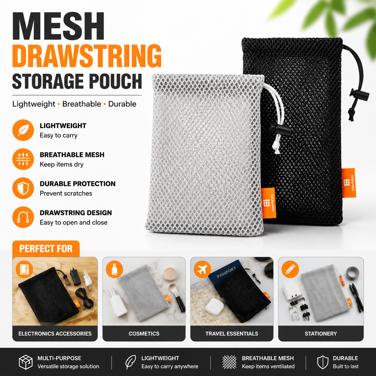 Wedding Power Supply - Headphone Phone Nylon Mesh Storage Pouch