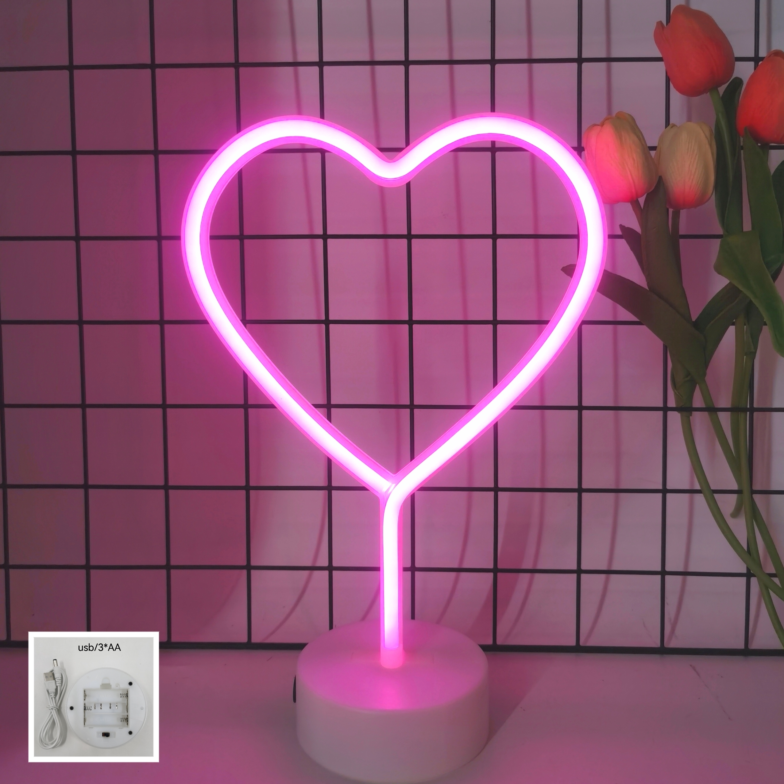 Heart shaped neon light, batte - Wedding Power Supply avis et prix