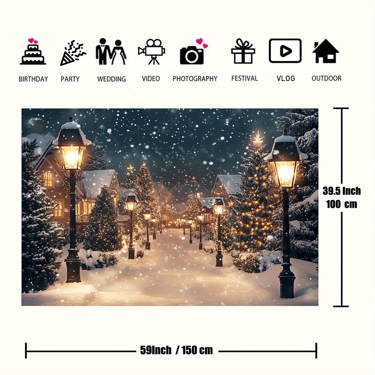 1 piece, winter village backgr - Wedding Power Supply avis et prix