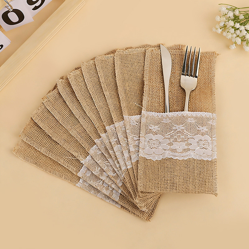 10/20/30pcs Burlap Cutlery Cov - Wedding Supply Rentals avis et prix