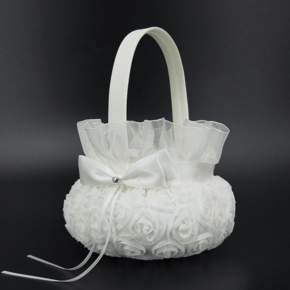 Romantic Flower Pearl Bowknot  - Flower Girl Basket avis et prix