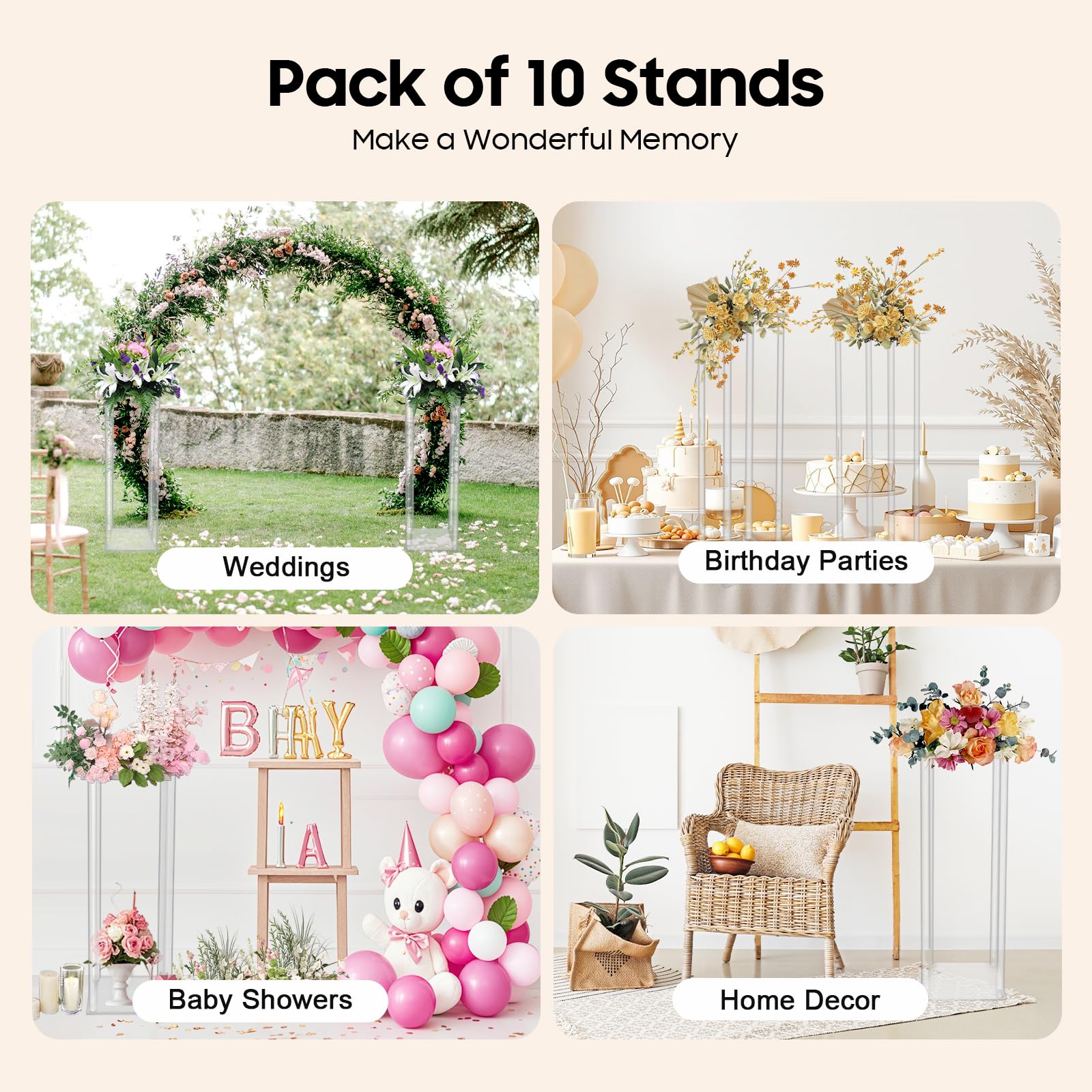 10 Pcs Acrylic Vase, Wedding C - Flower Girl Basket avis et prix