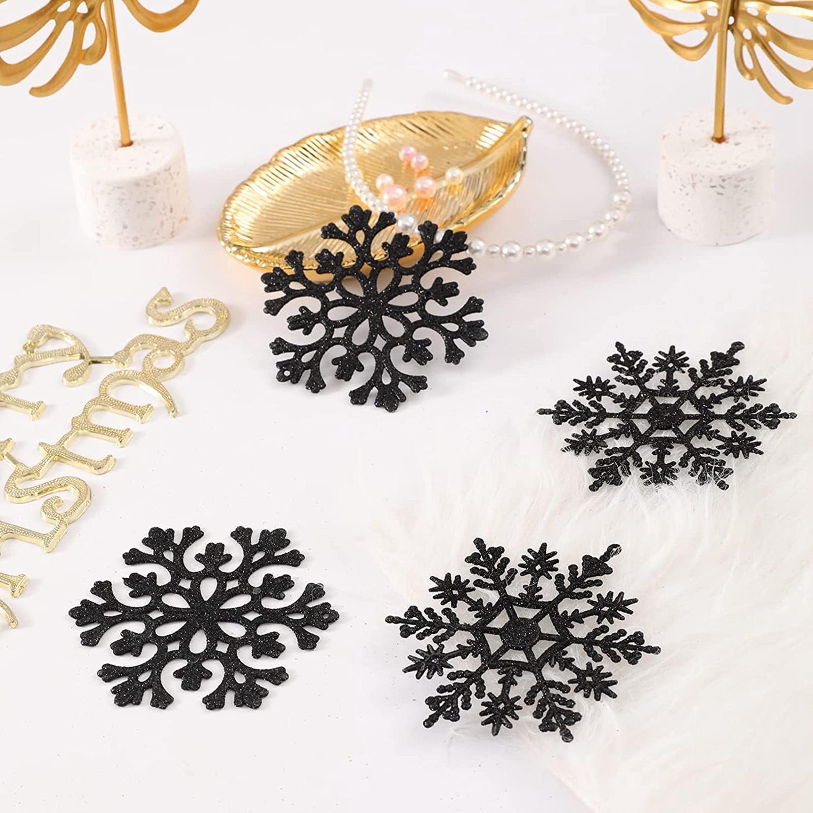 12pcs/set Black Plastic Snowfl - Supply Wedding Venue avis et prix