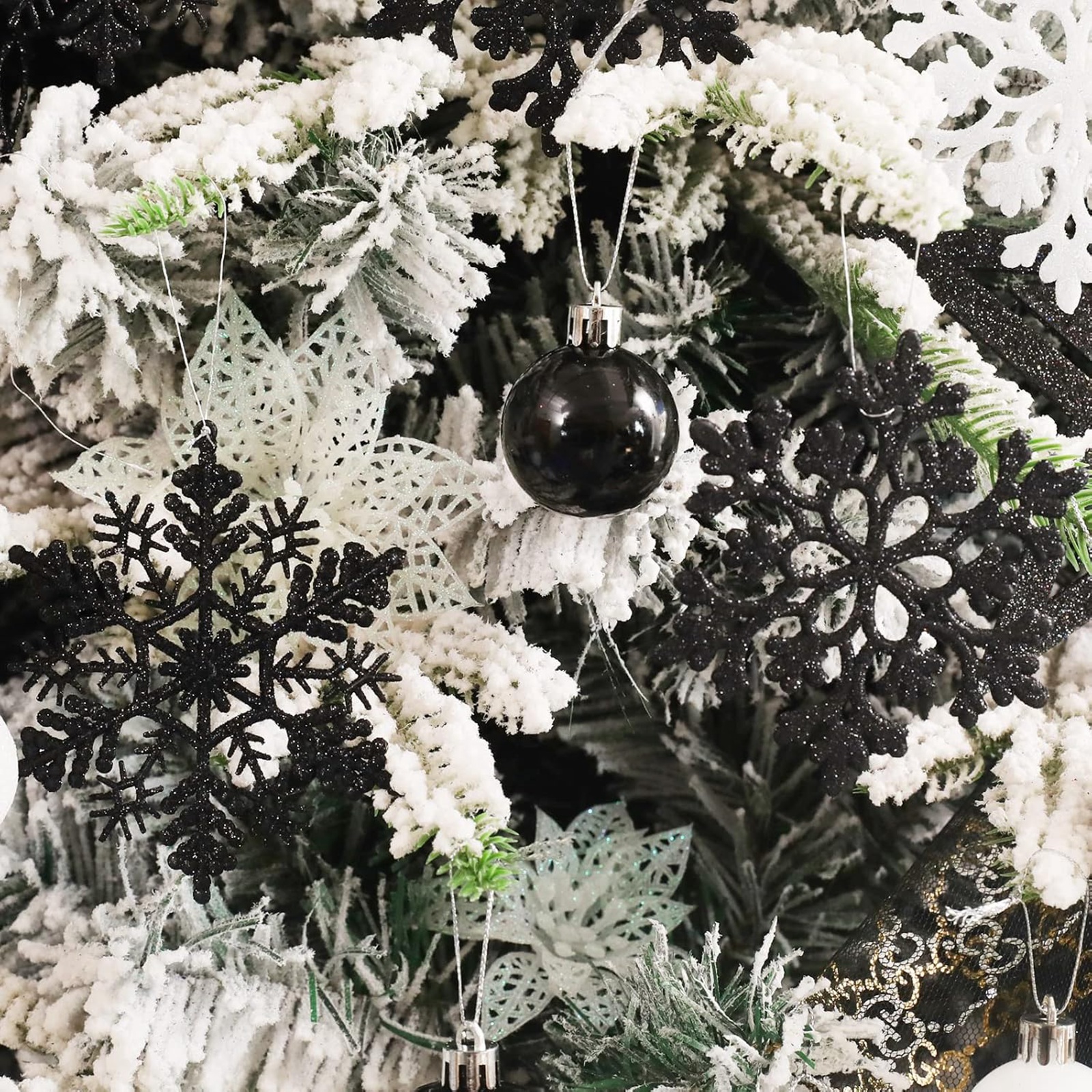 12pcs/set Black Plastic Snowfl - Supply Wedding Venue avis et prix