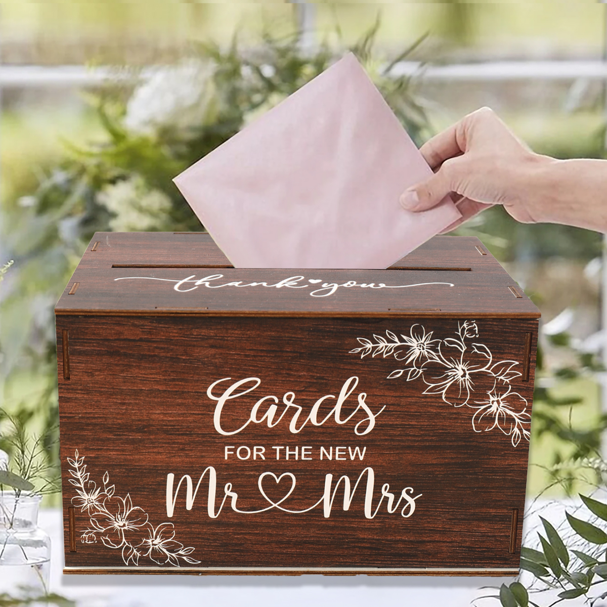 Wedding Card Box with Lid Wood - Wedding Supply Rentals avis et prix