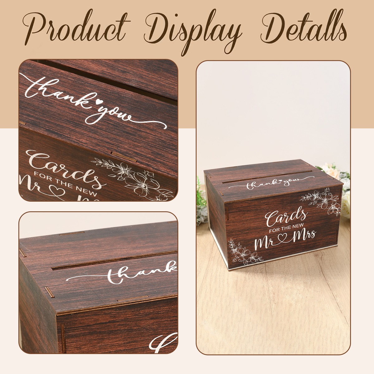 Wedding Card Box with Lid Wood - Wedding Supply Rentals avis et prix