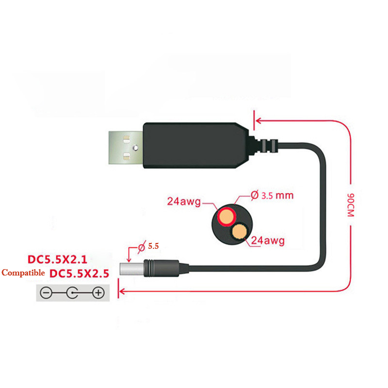 5V to 9V/12V USB Boost Cable S - Wedding Power Supply avis et prix