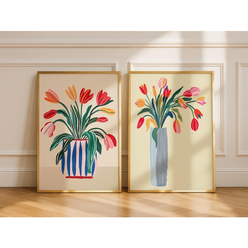 2pcs Tulip Flowers Canvas Wall - Flower Girl Basket avis et prix